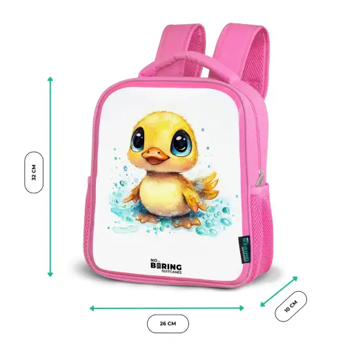 Lief eendje met blauwe ogen en waterspetters Kinderrugzak - Roze middel -productfoto_formaten