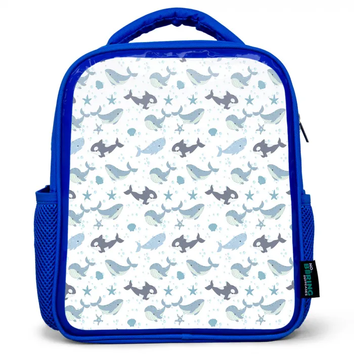 Oceaan - Walvis - Orka - Blauw Kinderrugzak - Blauw middel 862 -3d