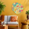 Geel - Roze - Blauw - Retro Wandcirkel Organisch Plexiglas middel -sfeer4