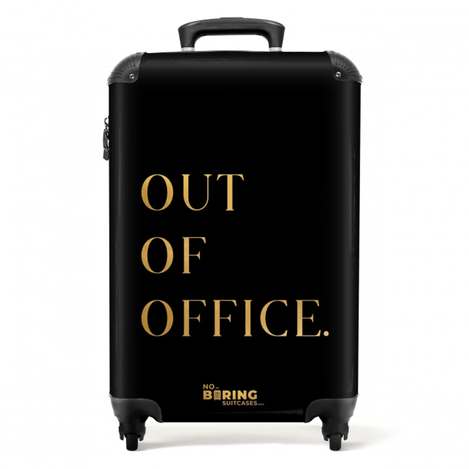 Quotes - Out of office - Goud - Vakantie - Zwart NBS - Handbagage koffer - Unisex middel -productfoto_recht