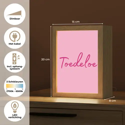 Toedeloe - Roze - Minimalistisch Light Box met kabel (Tafellamp) klein -USP_NL