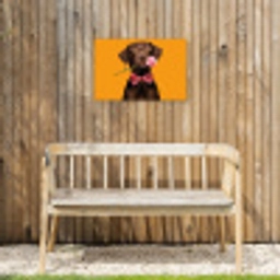 Hond - Oranje - Roos - Valentijn Tuinposter op houten frame 2 cm dik klein -sfeer4