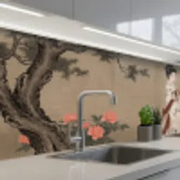 Vrouw - Azië - Kunst - Beige keuken achterwand 2 middel -3d_schuin