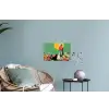 Retro - Meisje - Kat - Zon Muursticker klein -plant