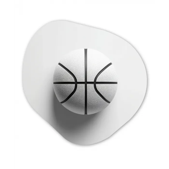 Basketbal - Wit - Schaduw - Lijnen Wandcirkel Organisch Forex 3mm klein -3d