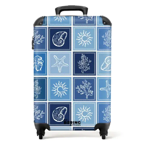 Blauwe zomer print NBS - Handbagage koffer - Volwassenen Unisex middel -productfoto_recht