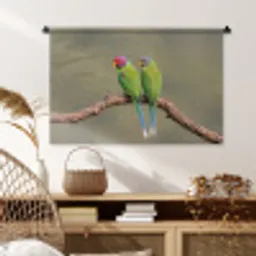 Papagaai - Tak - Natuur - Kleurrijk Wandkleed katoen middel -sfeer5