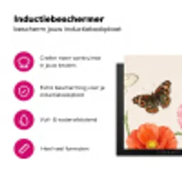 Vlinders - Klaprozen - Illustratie - Kleurrijk Inductie beschermer vinyl 3mm klein -wsfeer2_website