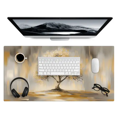 Schilderij - Boom - Abstract - Bladeren Muismat XXL klein -3d