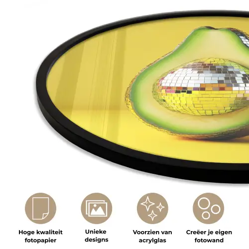 Avocado - Discobal - Geel - Glitter Fotolijst rond zonder passe partout klein -closeup_NL