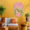 Bloemen - Bladeren - Abstract - Roze Wandcirkel Ovaal Glas middel -sfeer4