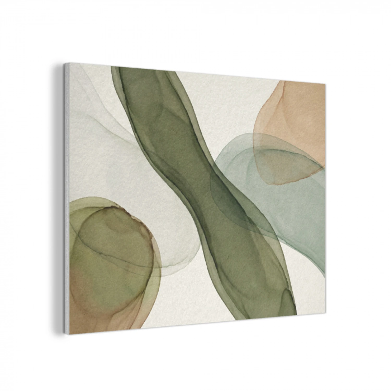 Abstract - Vormen - Modern - Kunst - Groen - Bruin PET vilt klein -3d