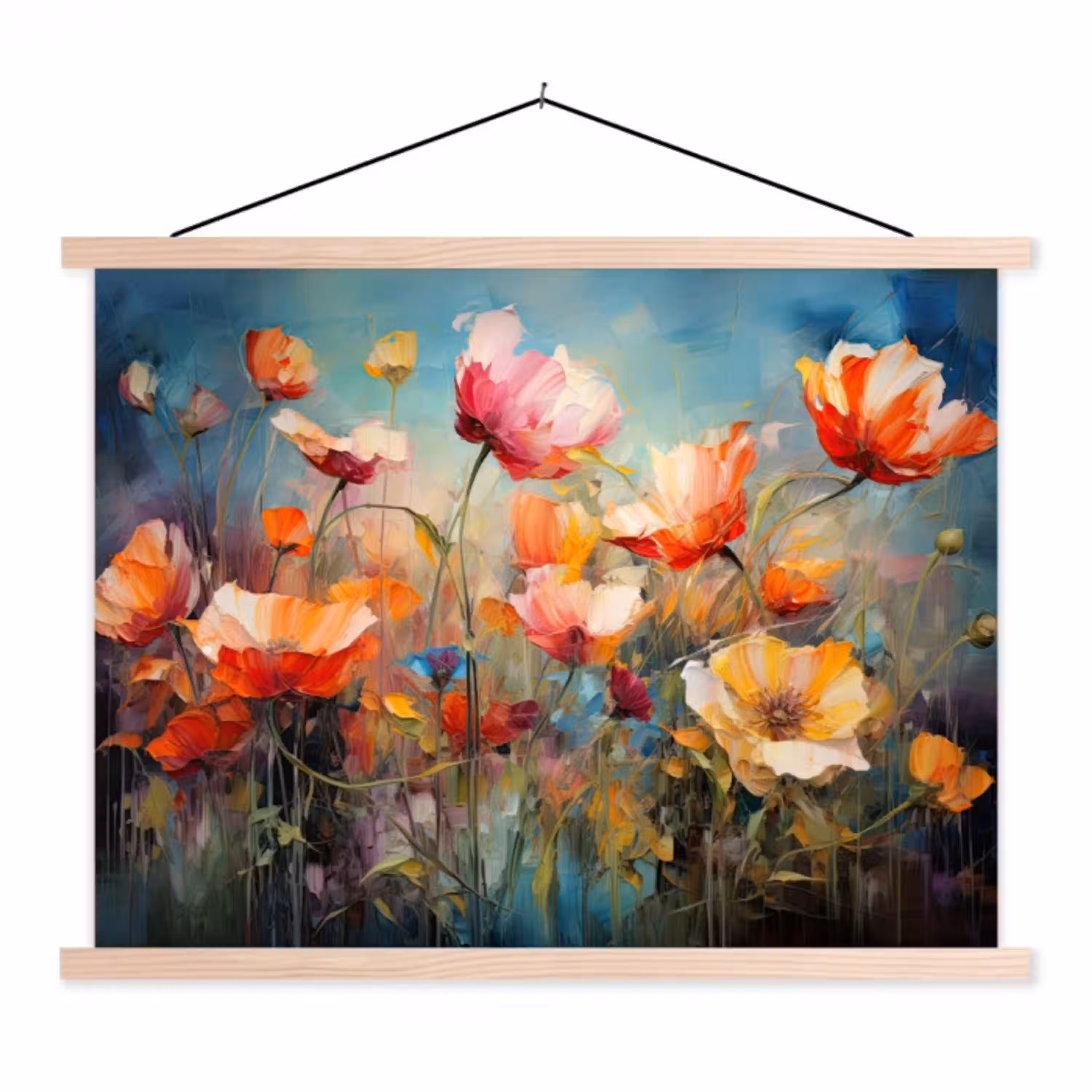 Bloemen - Watercolor - Kunst - Botanisch - Natuur textielposter latten blank klein -3d