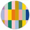 Stroken - Blauw - Patroon - Abstract Wandcirkel kunststof plaat 5mm dik klein -3d