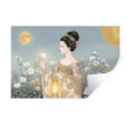 Aziatisch - Vrouw - Kimono Muursticker klein -3d