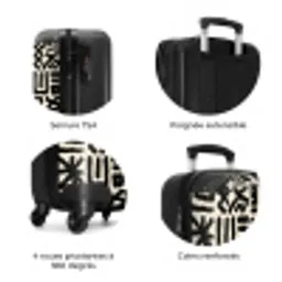 Geometrisch - Figuren - Zwart NBS - Handbagage koffer - Volwassenen Unisex middel zzzzzzzbolletjes_FR