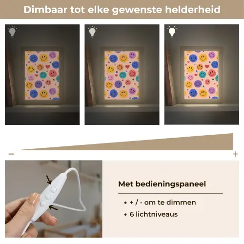 Smileys - Kleurrijk - Hartjes Light Box met kabel klein -USP_dimbaarNL