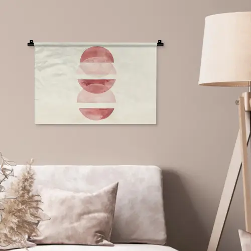 Minimalistisch - Cirkels - Roze Wandkleed katoen klein -sfeer4