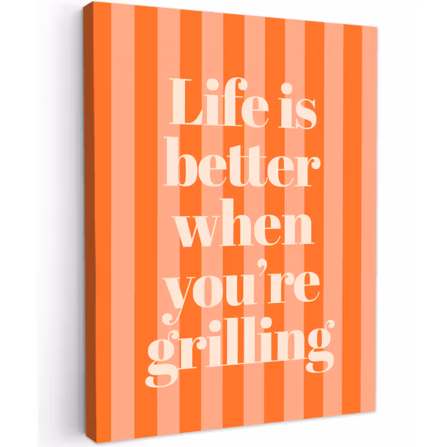 Canvas schilderij - Tekst - Gestreept - Oranje - Zomer