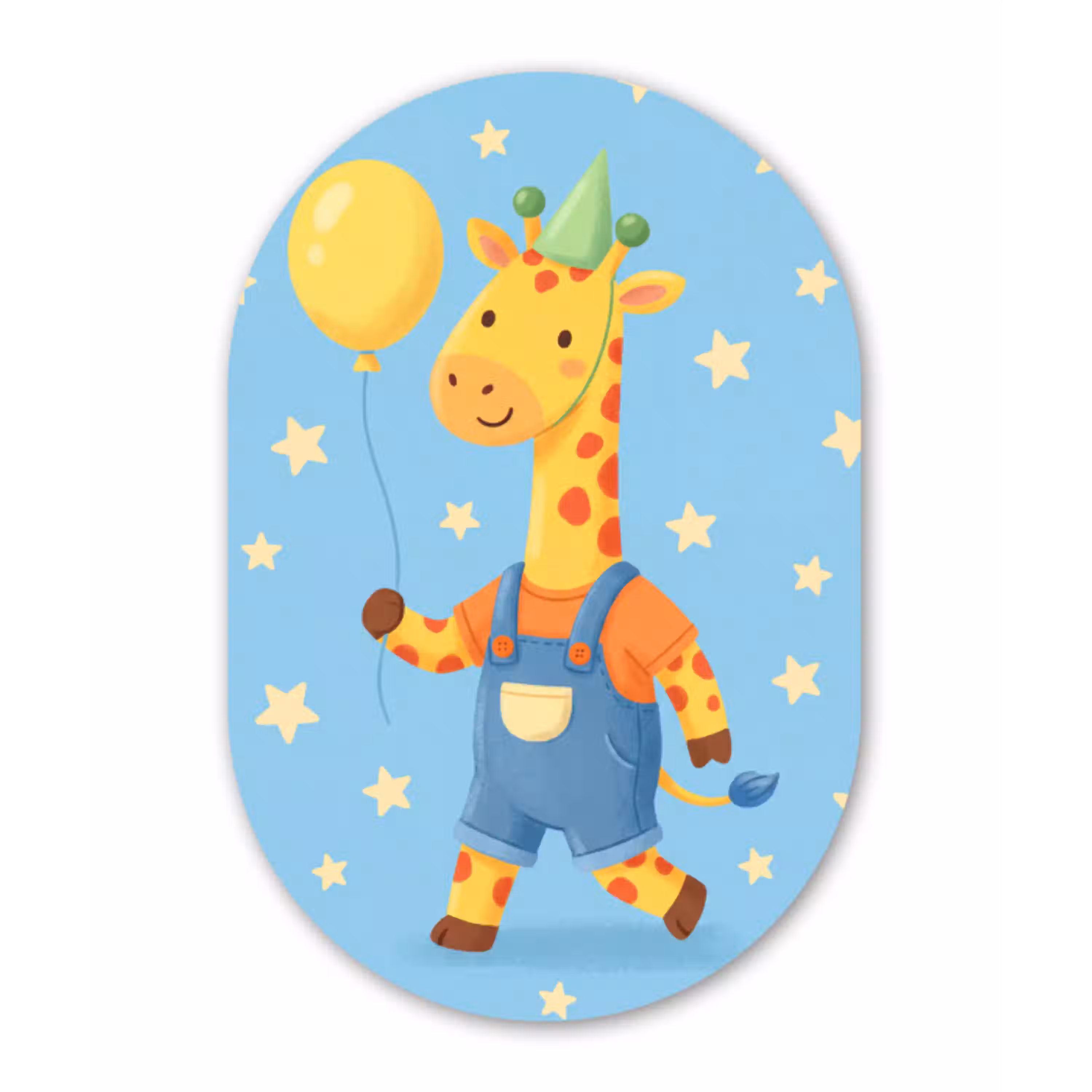 Dieren - Giraffe - Ballon - Feest - Kinderkamer Wandcirkel Ovaal Glas middel -3d