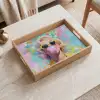 Vrouw - Blond - Roze kauwgom - Kleurrijk - Pastel Dienblad Rechthoek middel -sfeer1