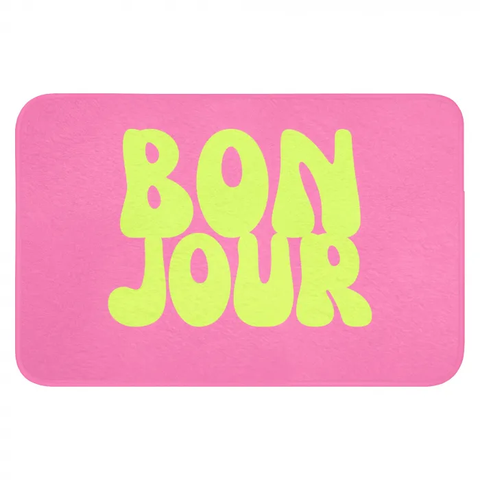 Bonjour - Roze - Fel groen Badmat klein -3d