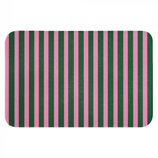 WC Mat - Verticale strepen - Groen - Roze
