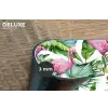 Bladeren - Flamingo - Bloemen - Jungle Placemat vinyl groot -closeup