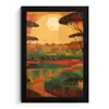 Landschap - Afrikaans - Zon fotolijst zwart zonder passe partout klein -3d