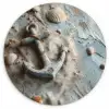Anker - Hout - Schelpen - Zand Wandcirkel kunststof plaat 5mm dik klein -3d