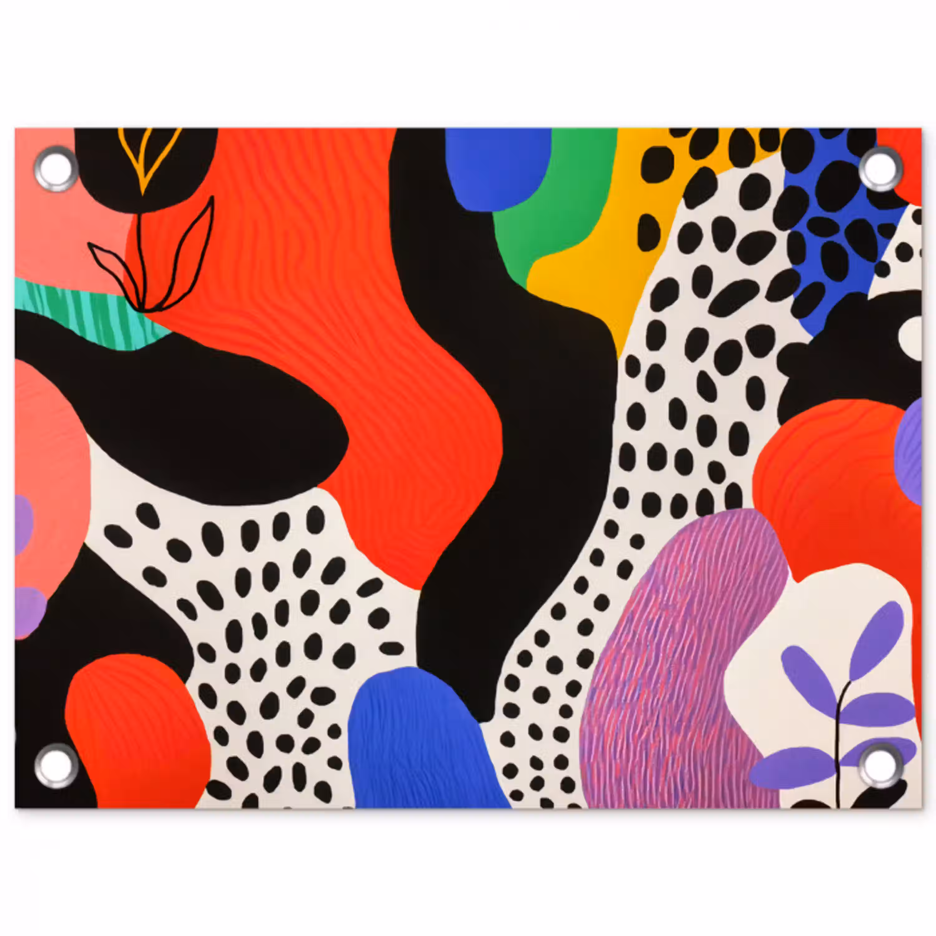 Abstract - Vormen - Kleuren - Stippen tuinposter los doek klein -3d