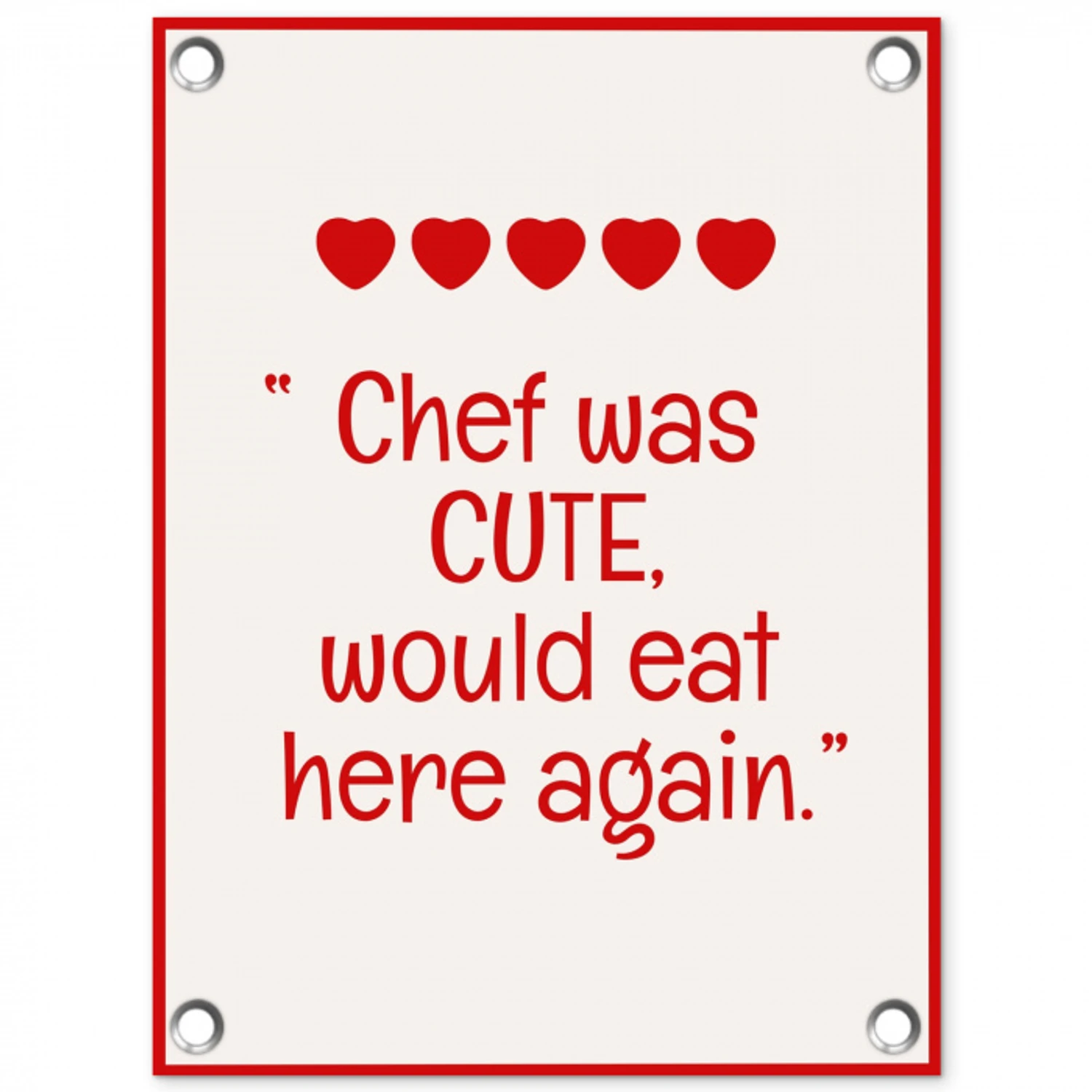 Tekst - Rood - Hartjes tuinposter los doek klein -3d