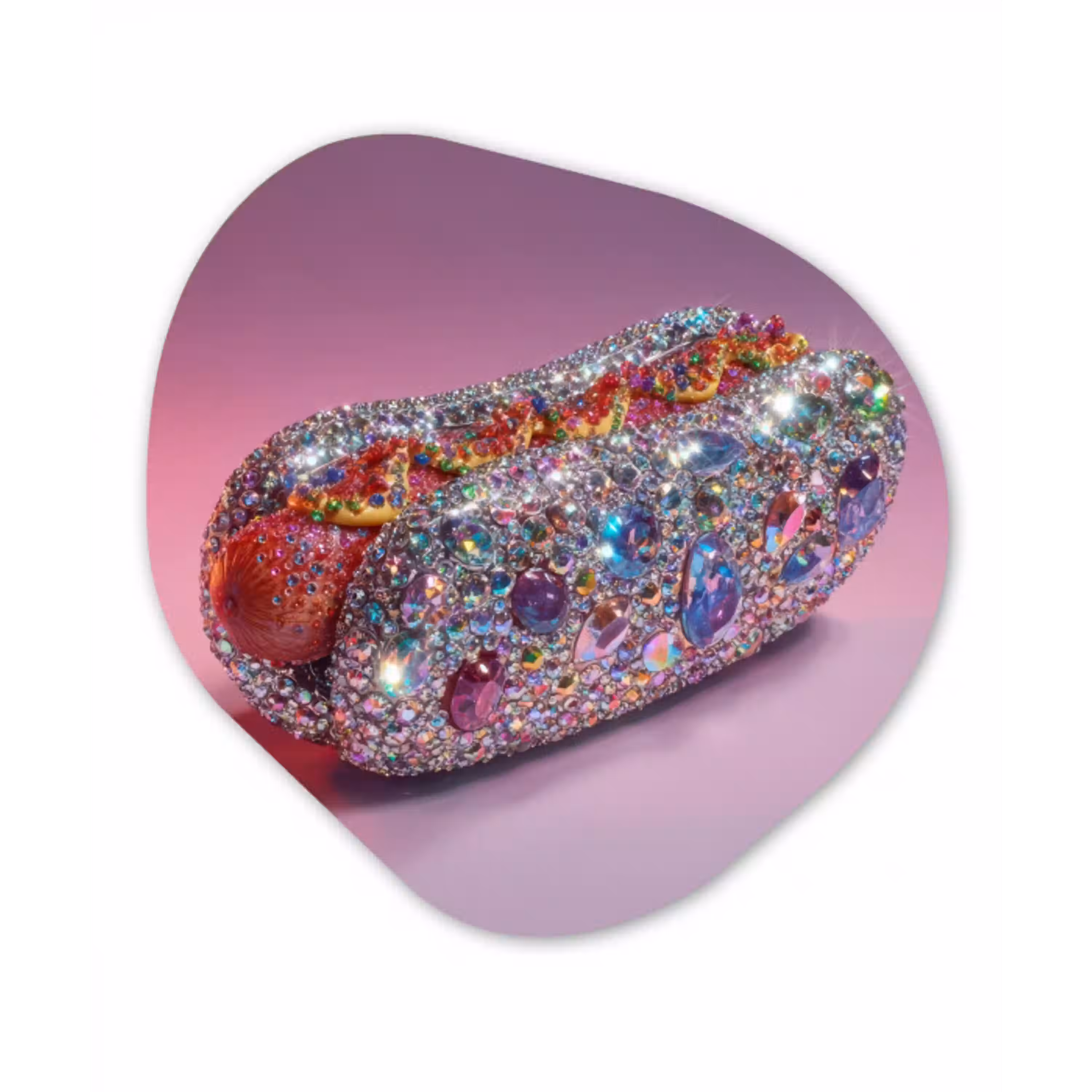 Hotdog - Steentjes - Glitters - Paars Wandcirkel Organisch Plexiglas middel -3d
