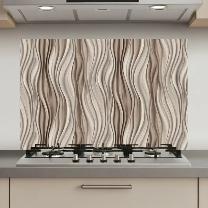 Golven - 3D - Crème keuken achterwand spatscherm klein 900 -3d_website