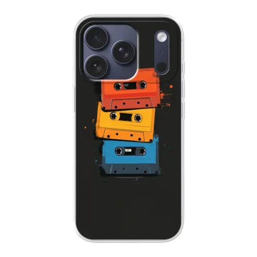 Cassettes - Kleurrijk - Verfspatten Telefoonhoesje iPhone 17 Pro klein -3d