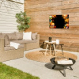 Fastfood - Graffiti - Hamburger - Eten - Modern Tuinposter op houten frame 2 cm dik klein -sfeer2
