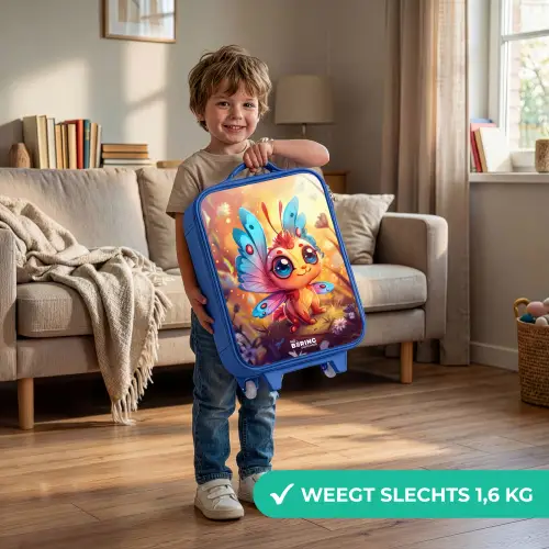 Valerio vlinderachtig Kinderkoffer - Blauw klein -sfeer2_NL