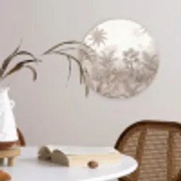 Jungle - Tropisch - Natuur -Vintage - Beige Wandcirkel kunststof plaat 5mm dik klein -sfeer4