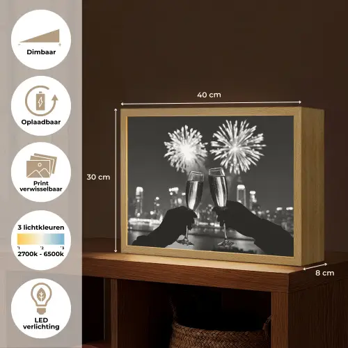 Vuurwerk - Proosten - Skyline - Champagne Light Box met batterij (Wandlamp) middel -USP_websiteoverzichtNL