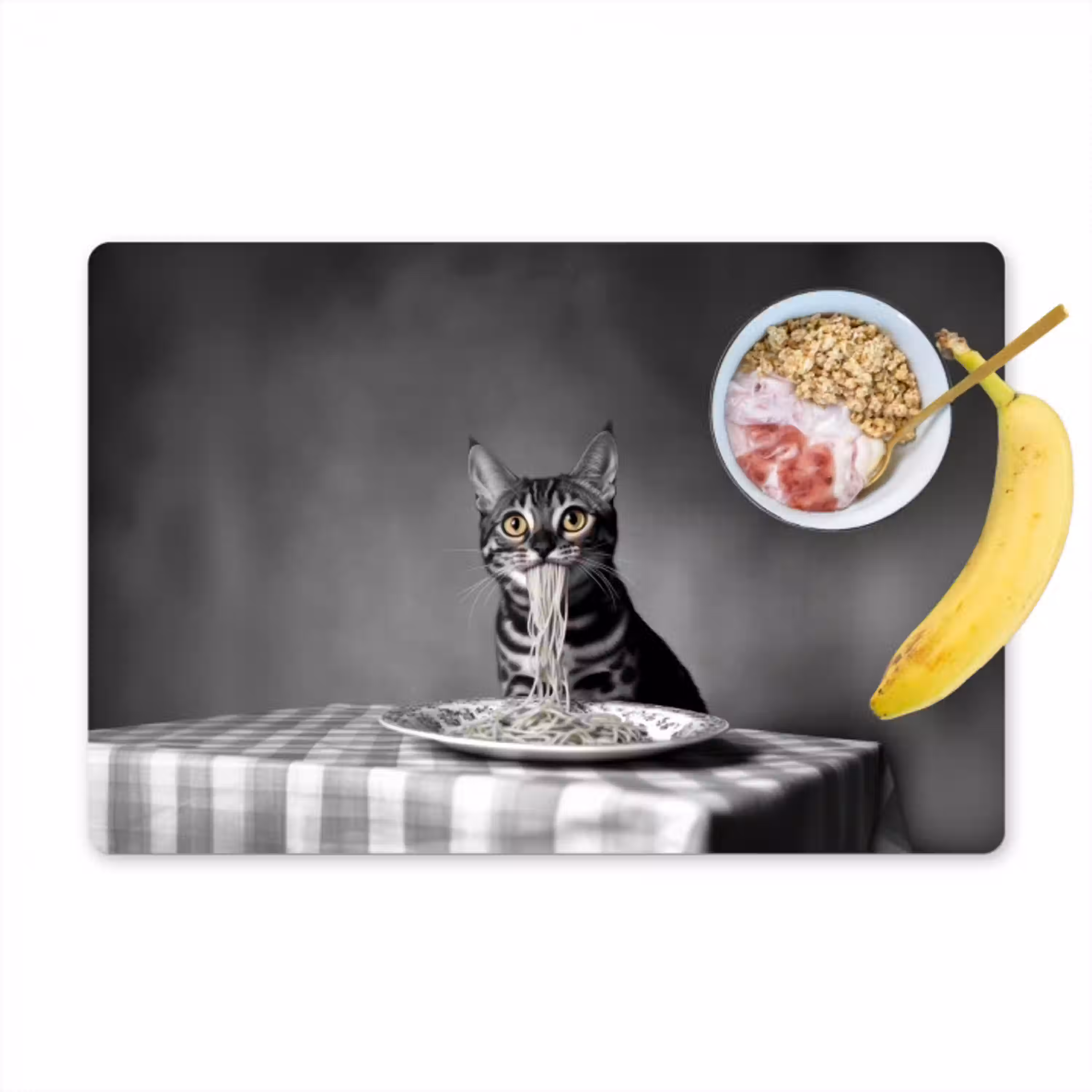 Bengaal - Kat - Tafelkleed - Zwart - Wit - Dier Placemat vinyl groot -zzzproduct_Kitchenyeah-website
