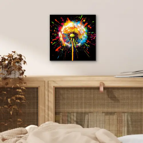 Paardenbloem - Graffiti - Kleurrijk - Bloemen - Natuur aluminium wit klein -sfeer3