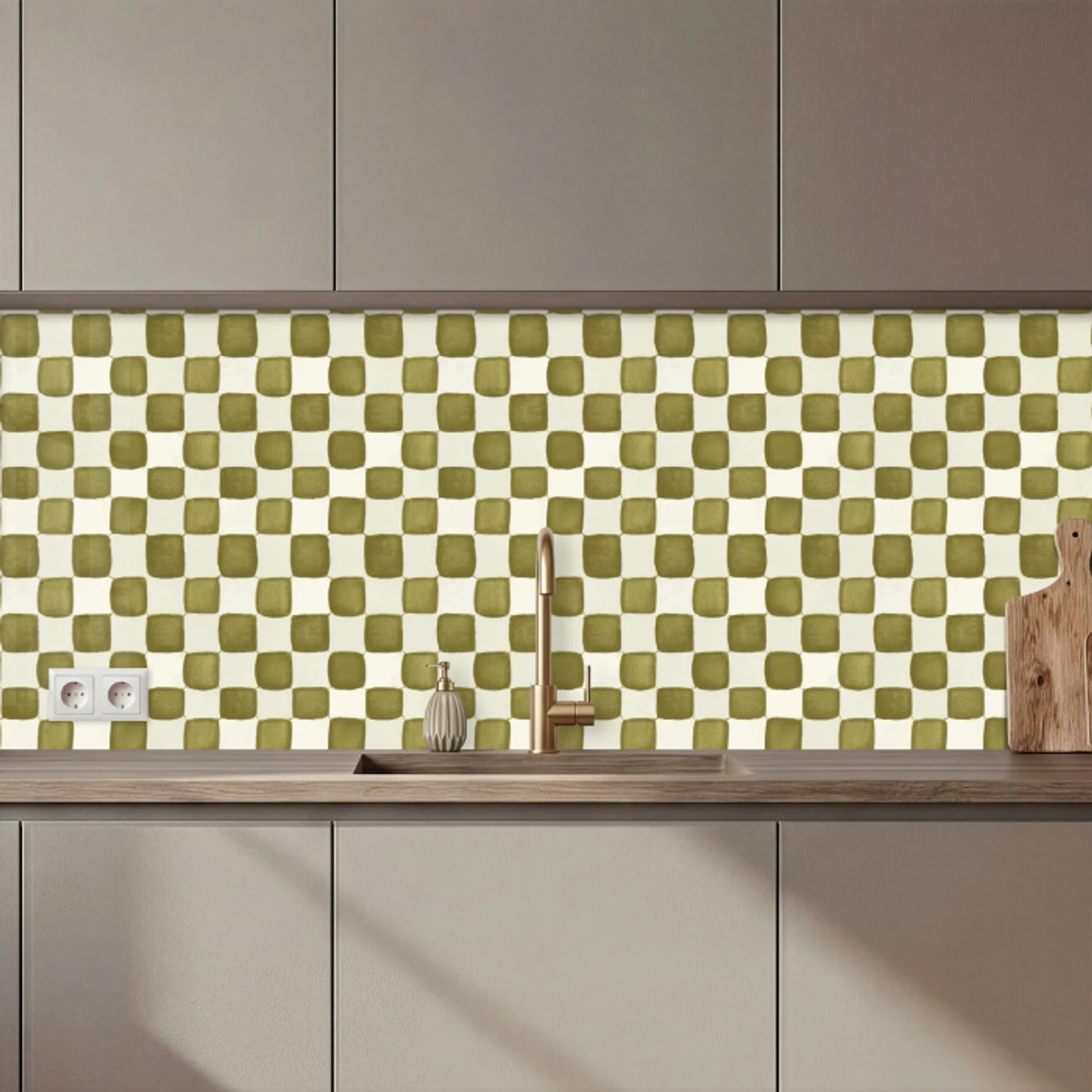 Schaak - Patroon - Groen keuken achterwand 2 middel 871 zz_3dshopping