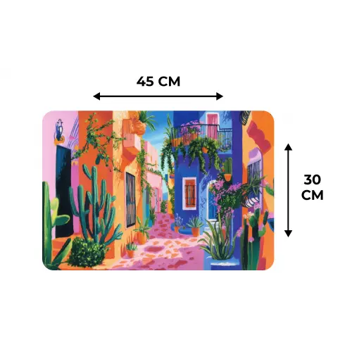 Geel - Blauw - Oranje - Huis Placemat vinyl groot -specs