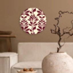 Abstract - Bladeren - Burgundy Wandcirkel kunststof plaat 5mm dik klein 188 -sfeer1
