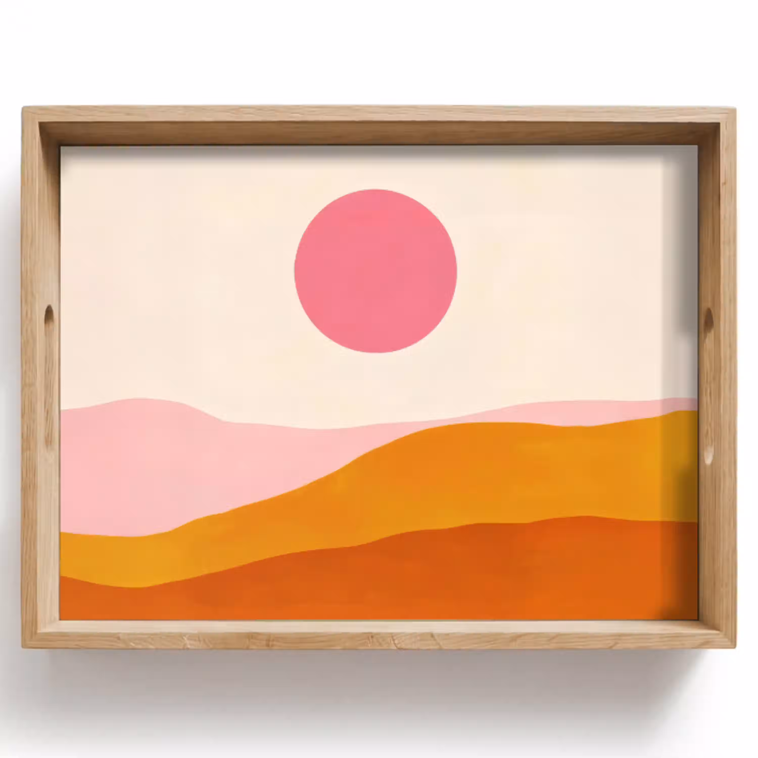 Zon - Heuvels - Abstract - Roze Dienblad Rechthoek middel -z3d_shopping