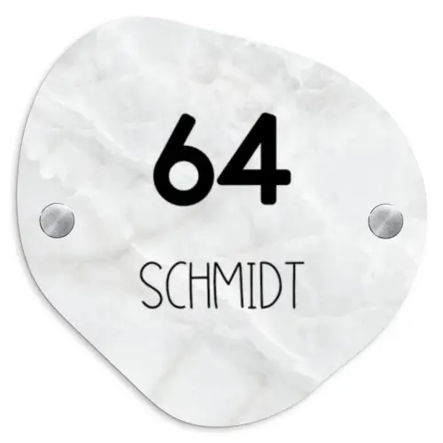 Lichtgrijs marmer - Modern Naambord Organisch middel -3d