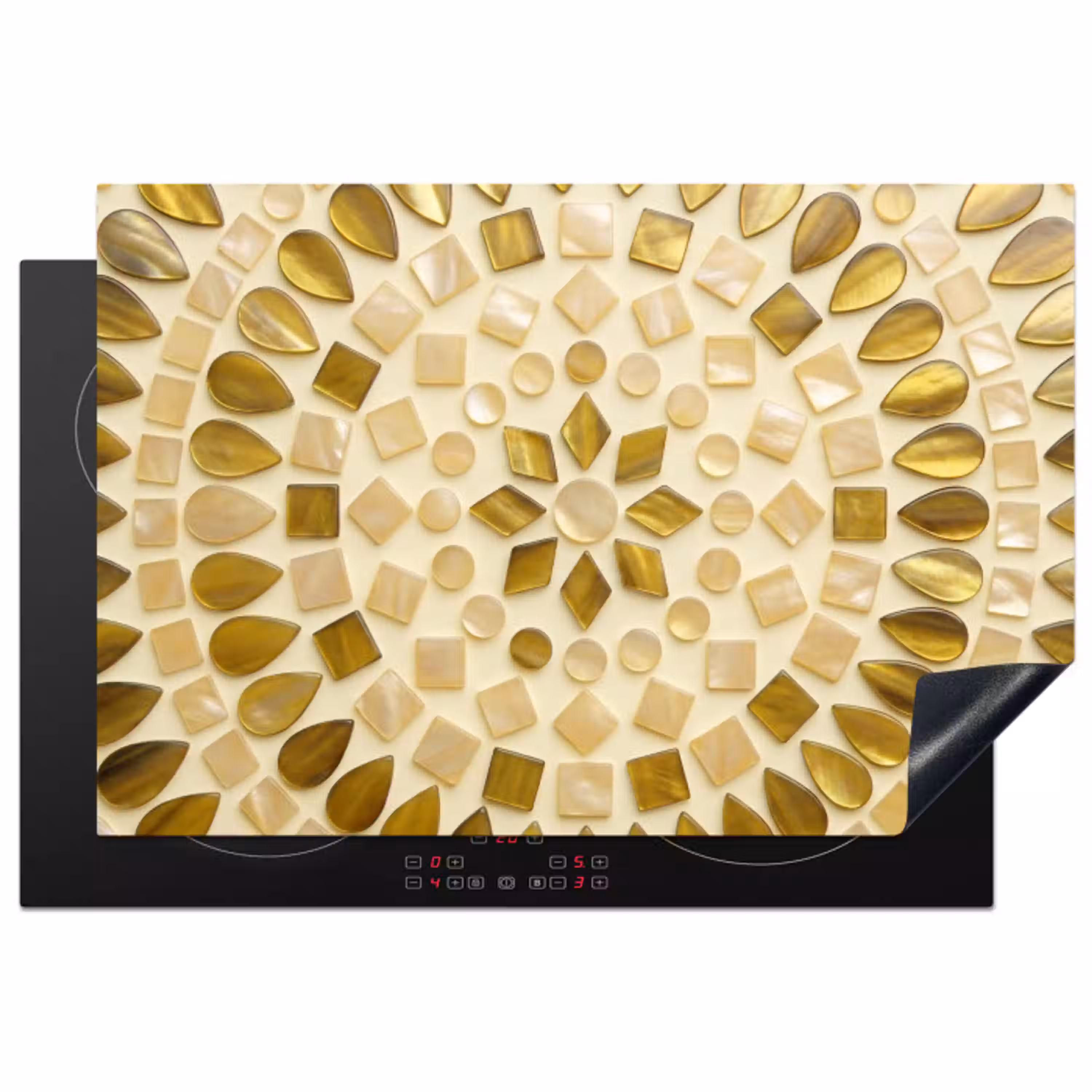Patroon - Vormen - Mozaïek - Abstract - Goud Inductie beschermer vinyl 3mm klein -3d