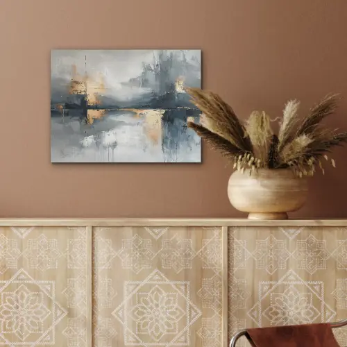 Kunst - Grijs - Goud - Abstract PET vilt klein -sfeer4