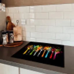 Lepels - Kruiden - Modern - Graffiti - Verf - Kleurrijk Inductie beschermer vinyl 3mm middel -sfeer3