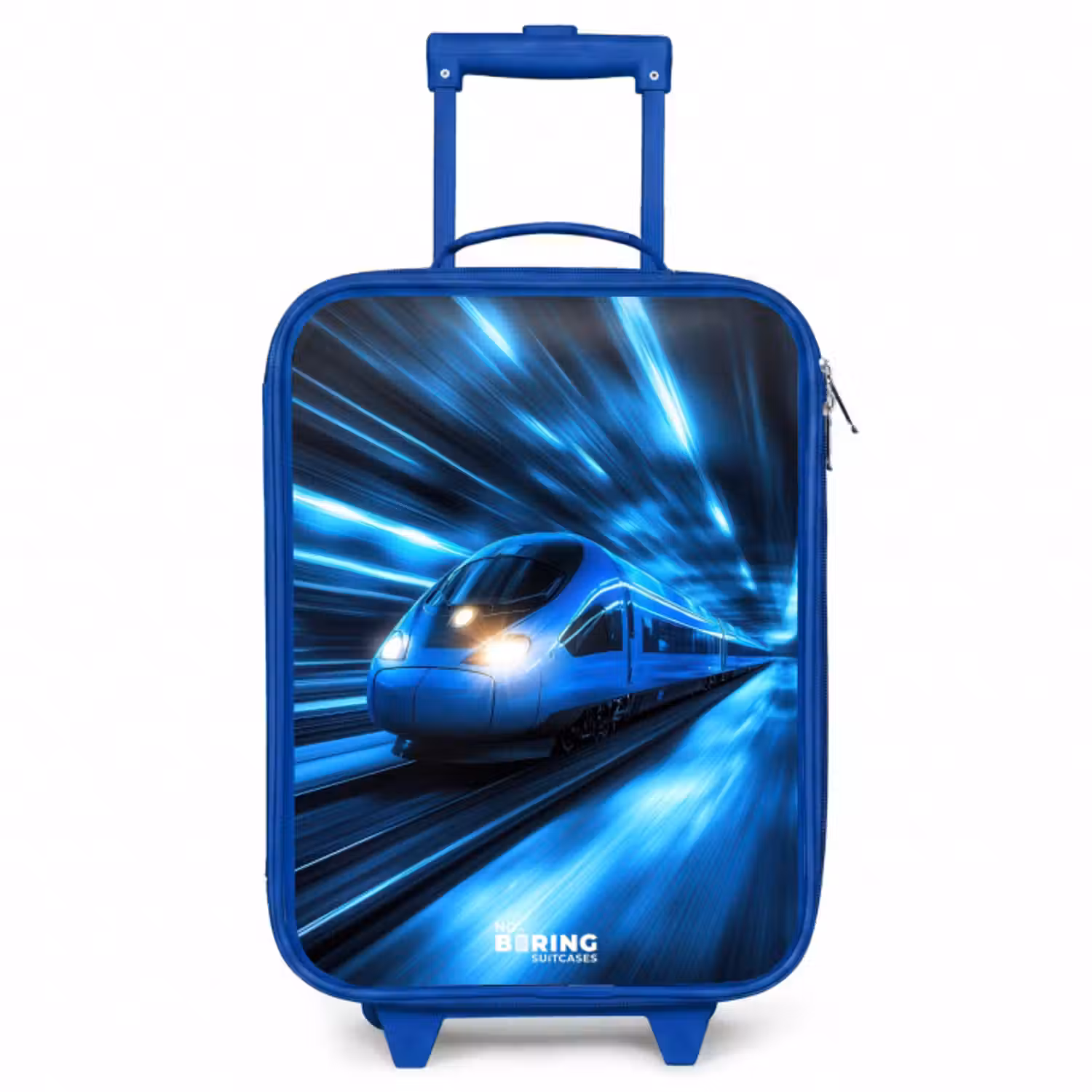 Kinderkoffer - Blauw - Supersnelle trein in neonblauwe tunnel